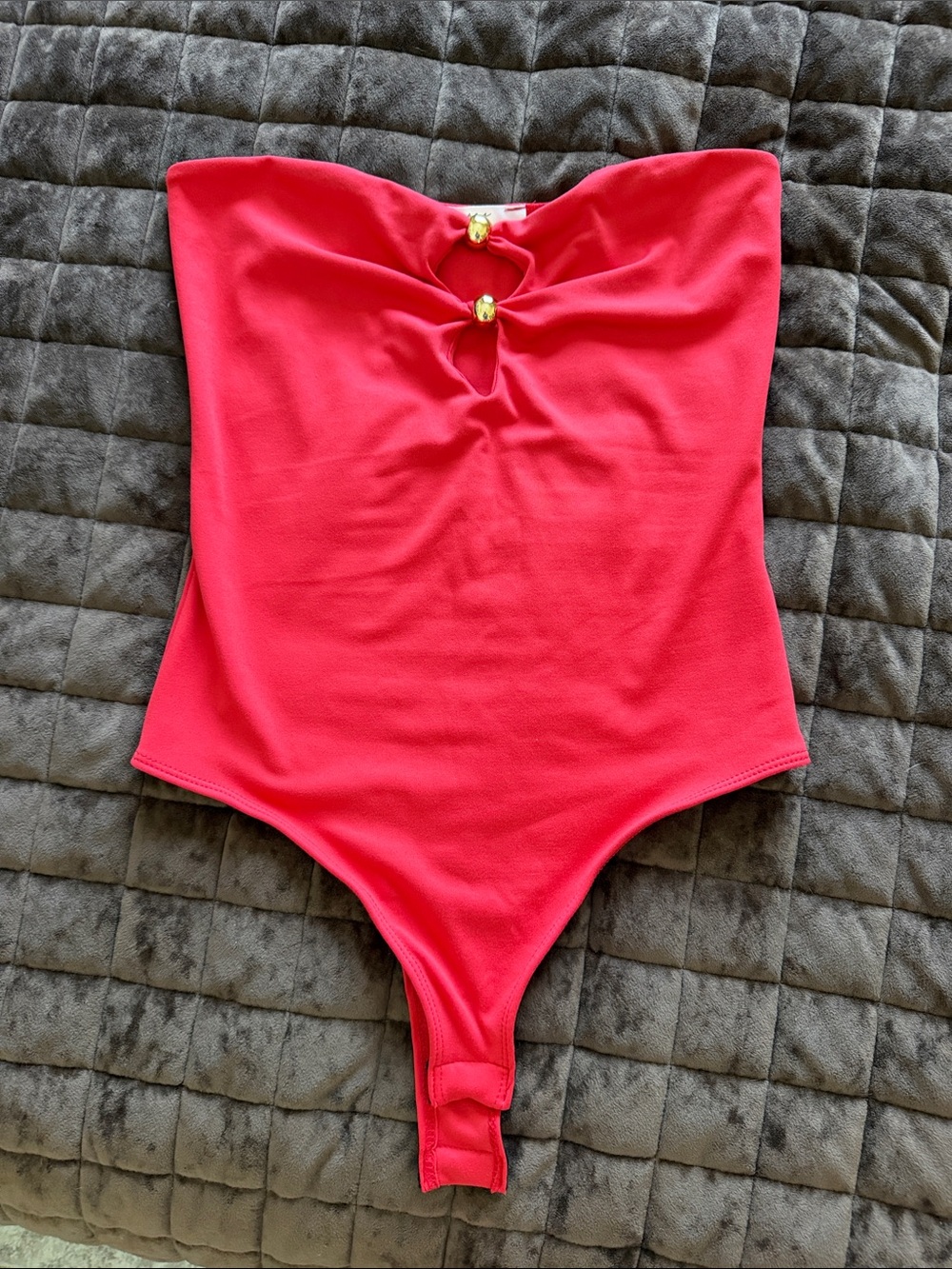 NWOT Strapless Red Bodysuit with Gold Accent